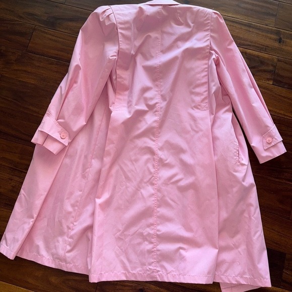 Vintage Pink Trench Coat Women's Aurora International by Miss Abbey Long Sleeve - Picture 5 of 10